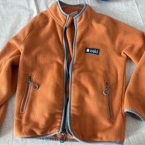 OAK Kids Burnt Orange Fleece Jacket with Gray Trim
